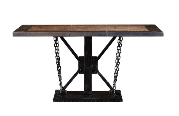 Vintage Dining Room Tables Top Genuine Leather 1.45M Length Metal Table Leg