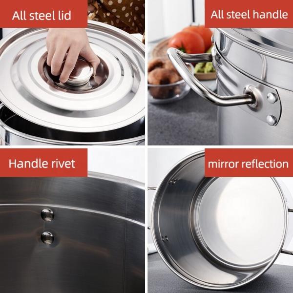 Wholesale Top Seller Kitchen Cooking Soup Ware Induction Stainless Steel 201 Cookware Stock Pot