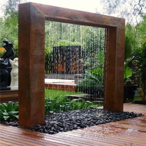 Modern Weathering Steel Corten Steel Wall Water Feature ISO9001