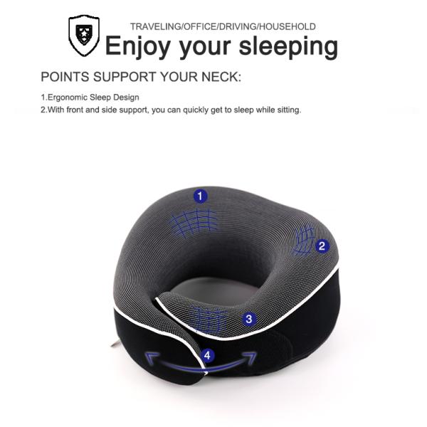 Customized Color U Shape Memory Foam Neck Pillow Soft Neck Support Travel Pillow Roll