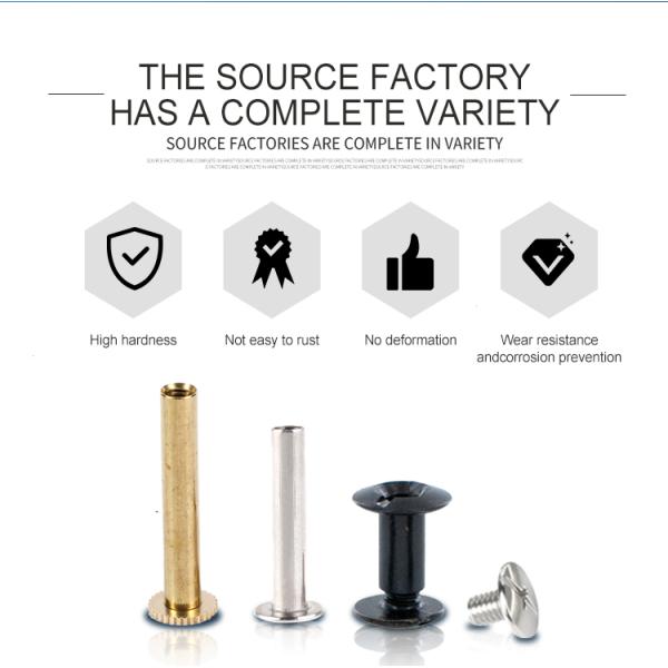 Латунь 2 мм 4 мм 5 мм Мужчина и женщина связывающий пост Чикагский винтовой счет Книга для кожи