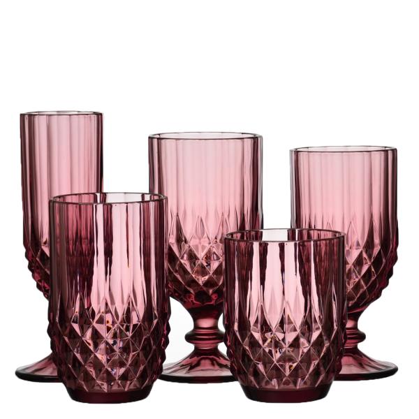 Embossed 340ml Vintage Crystal Highball Glasses Solid Colored Drinking Glass