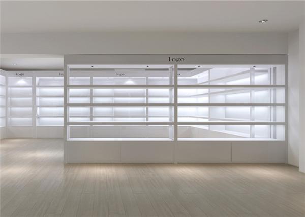 Simple White Cosmetics Display Cabinet ,  Makeup Retail Display For Skin Care Shop