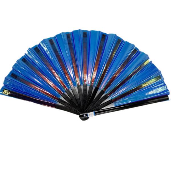 Fã de dobramento iridescente plástico fãs decorativos da mão de um comprimento de 13 polegadas 33cm grandes