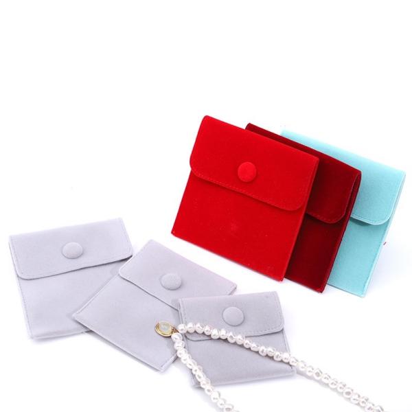 Elegant Luxury Noble Eco Friendly Biodegradable Velvet Jewelry Velvet Bag Snap Button Jewelry Bag Jewelry Bag Necklace Bracelet Ring Jewelry Packaging Bag