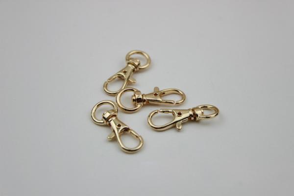 Factory custom zinc alloy light gold metal fish mouth trigger round eye bolt snap hook 10 mm