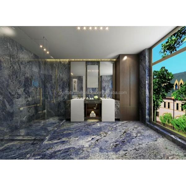 Modern Luxury Brazil Hotel Kitchen Countertop Dark Blue Sapphire Marble Stone Big Slab