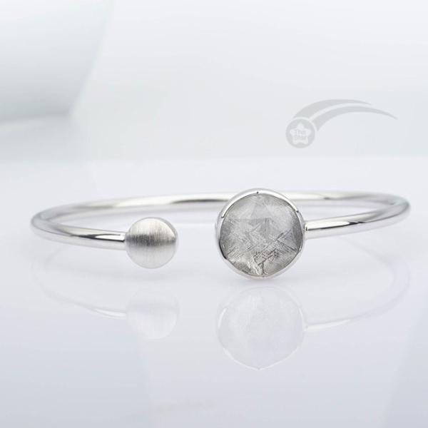 925 Sterling Silver Real Meteorite Bracelet Bangle Star Of David 12mm Adjustable