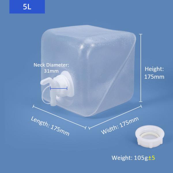 Taille personnalisée acceptée 20L en extérieur pliable Jerry peut contenant de l'eau avec robinet en plastique