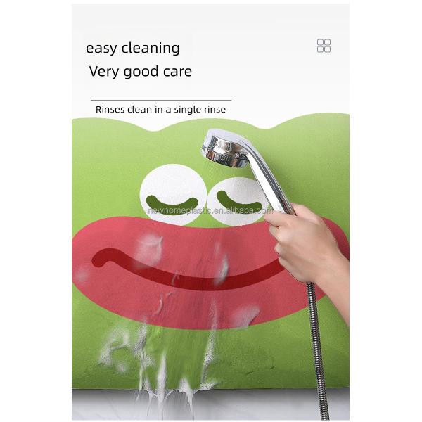 Square Waterproof Anti-Slip Kitchen Dish Draining Mat with Contemporary Cartoon Print