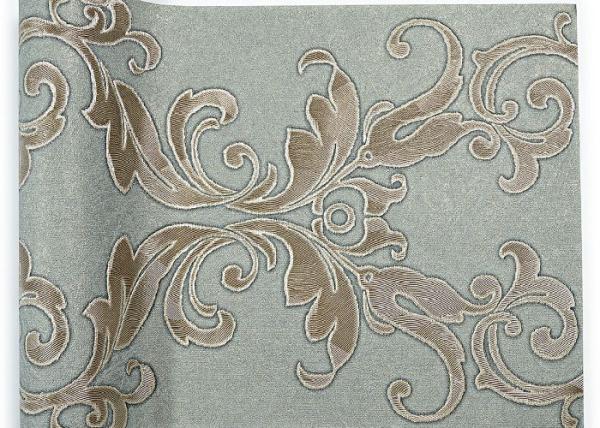 Waterproof PVC Green Damask Victorian Pattern Wallpaper With Non Woven Materials