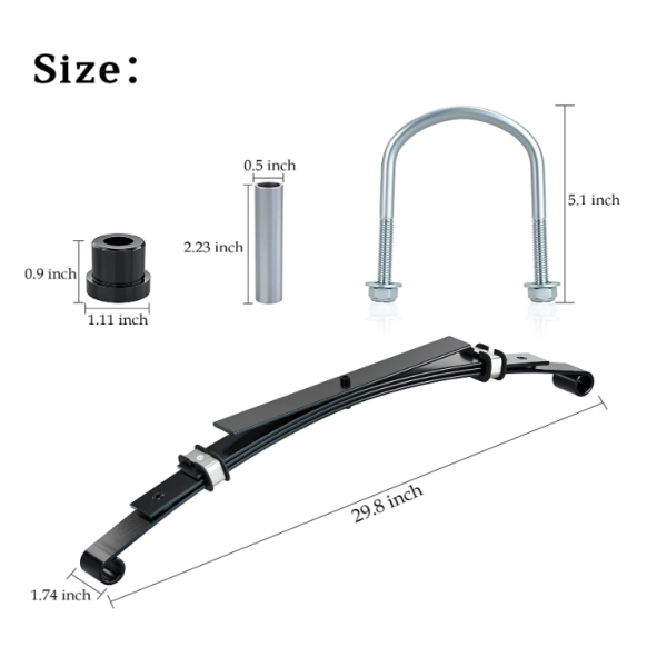 Heavy Duty Rear 4-Leaf Spring Kit with Bushings & Sleeves for Club Car DS Golf Cart 1014675