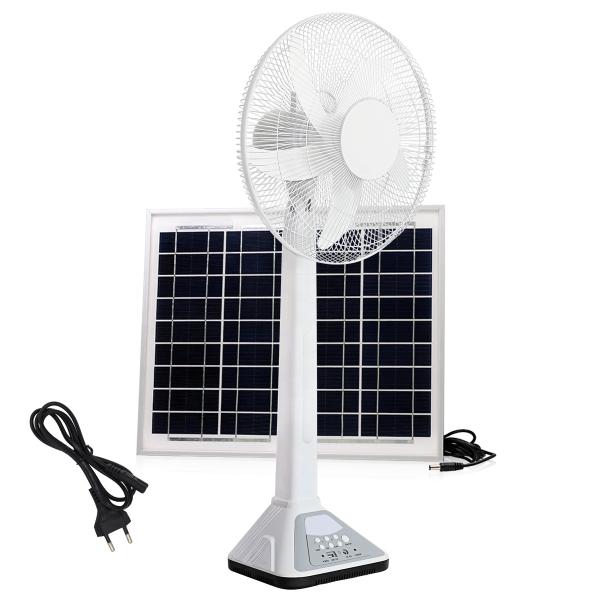 Floor Stand 15W Rechargeable Solar Pedestal Fan 12V 4.5A AC100V