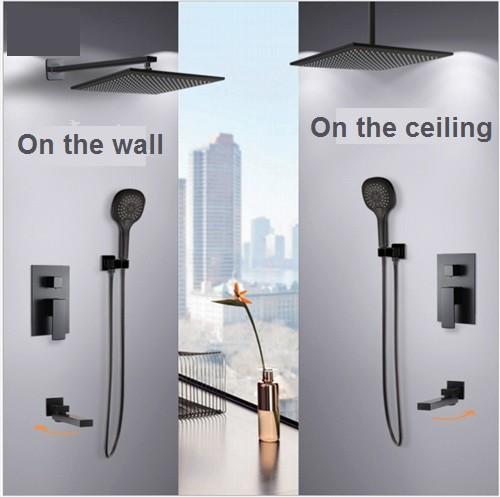 8-12 Inch Concealed Shower Faucet , Solid Brass Ceiling Shower Faucet Three Modes