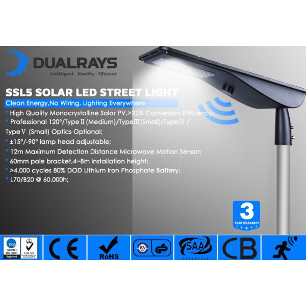 SSL5 Series Outdoor Solar Led Street Lights , 30W 160LPW P66,Aluminum Housing