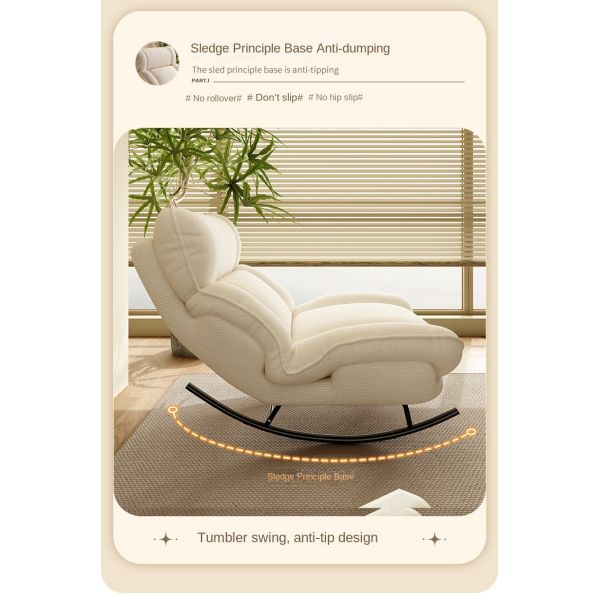 Custom Single Ergonomic Adjustable Upholstered Modern Wide Rocking Chair Comfortable Lazy Lounge Living Room Apartment Hotel