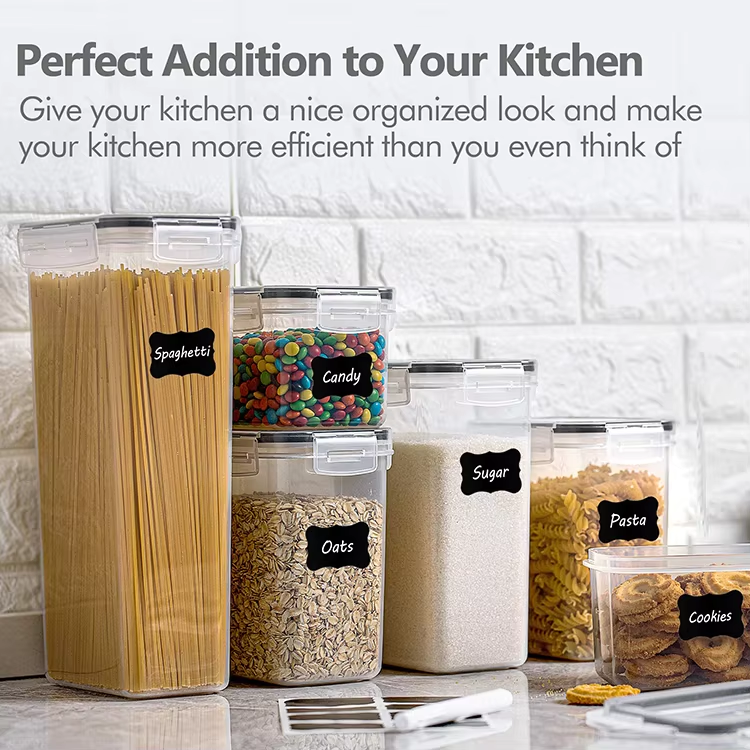Hot Selling Kitchen Organizer Transparent Large Capacity Dry Food Plastic Storage Containers Sets