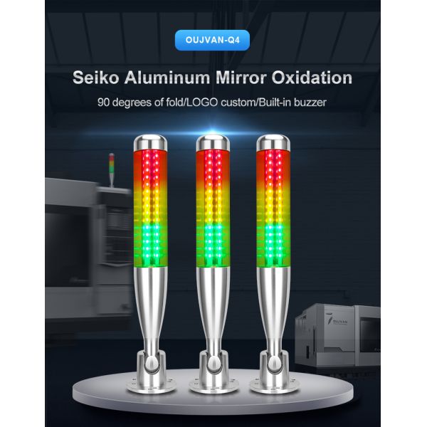 Lámpara de torre LED de entrada DC 24V para máquina plegable con luz de pila y zumbador incorporado, eficiencia de 80 lm/W