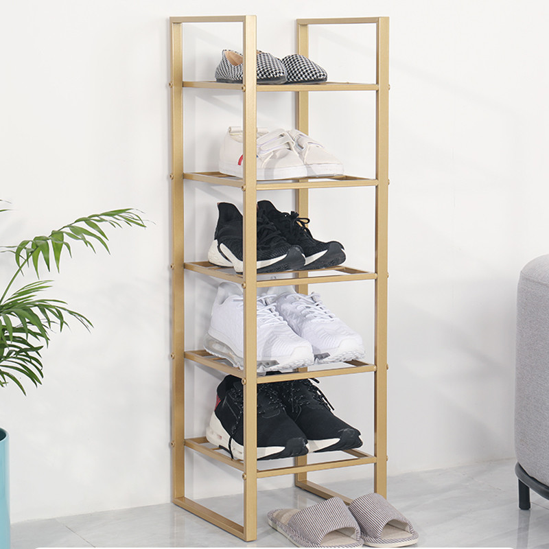 NO Folded 4 Tiers Dust Proof Shoe Rack Organizer for Home Stainless Steel Metal Design