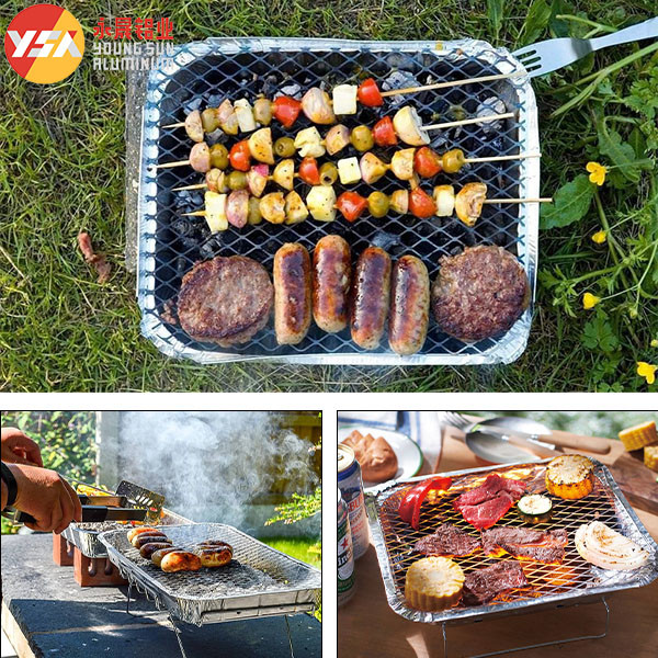 Алюминиевый барбекю гриль одноразовые гриль плиты Металлическая сетка Алюминиевая стойка
