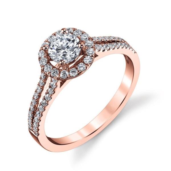 Lab Created Diamond Halo Ring 18K 14K 10K Solid Gold Customized
