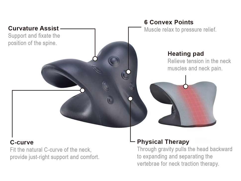 Custom Pu Polyurethane Cervical Heated Gery Back Neck Relaxer Stretcher for Neck Pain Relief