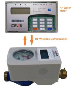 LCD Display Wireless Water Meter , Battery Driven Water Prepaid Meters split CIU