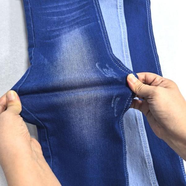 148-150cm Summer Sky Blue Satin Stretch Denim Fabric Cotton 70% Polyester 28% Spandex 2%