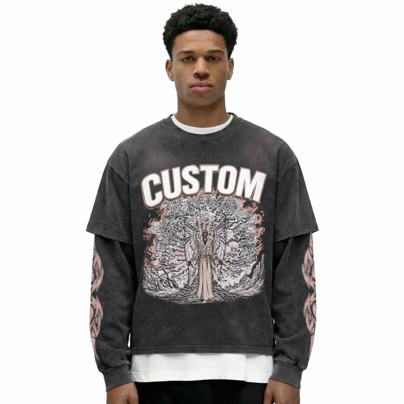Heavyweight Layered Round Neck T Shirt Soft Fabric Breathable