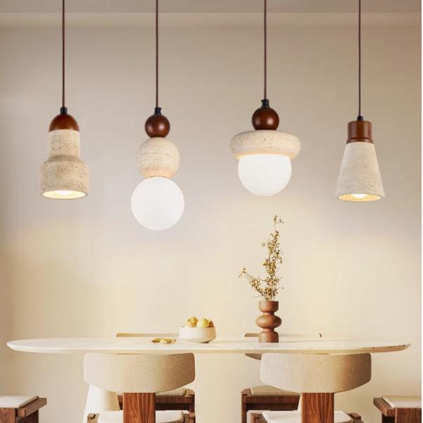 Yellow travertine wooden pendant lamp bedroom for home decorator interior stone pendant lamp