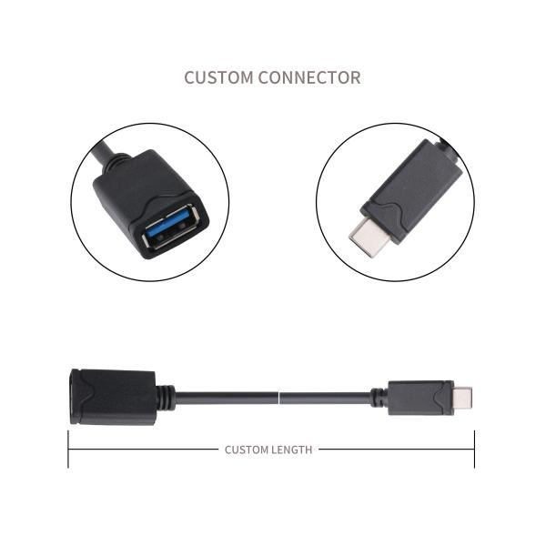 Conector Adaptadores Rohs USB Adaptador Cable Tipo C Homem Usb - Tipo A Mulher OEM / ODM Personalizar