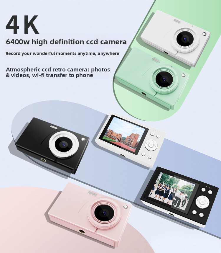 Carefully Selected Cross-border CCD Camera Retro Style for Students, 64.0million pixel 4K High-definition WiFi Digital Camera g