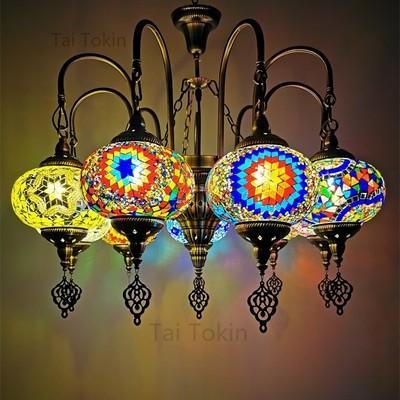 Colorful pendant lamp with handmade glass lampshade southeast antique turkish hanging lamp（WH-DC-28)