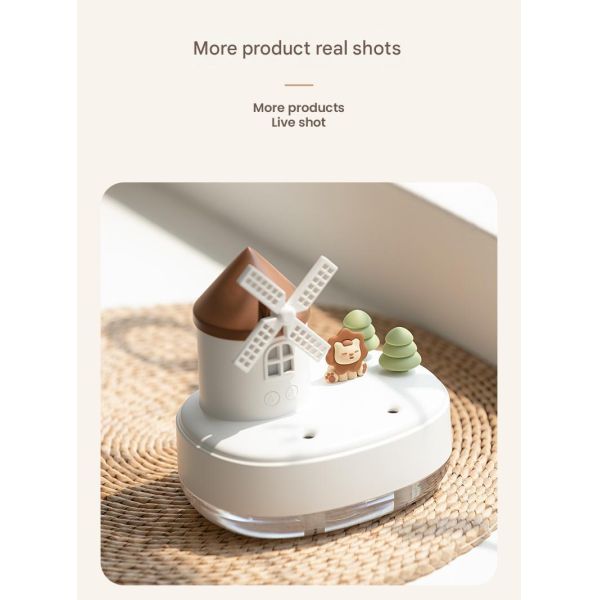 Creative Wireless Windmill Music Humidifier Night Light & Ambient Lighting Bedroom Desktop Portable Humidifier Perfect Gift Idea