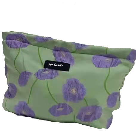 Black Jacquard Fabric Zipper Cosmetic Bag 27cm×17cm×7cm Size