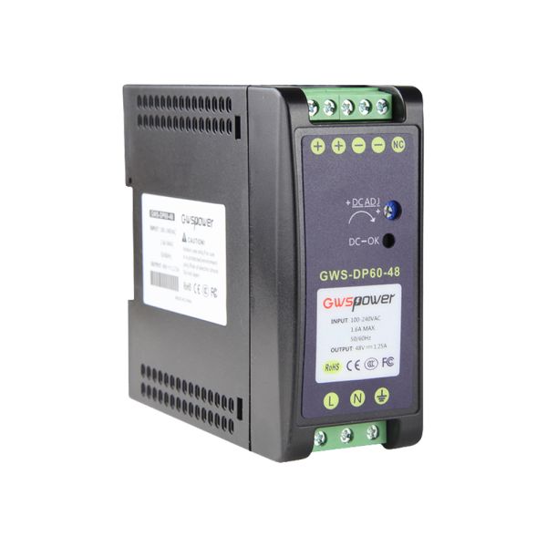 60W 48V DIN Rail Industrial Power Supply With Flame Retardant Plastic Housing