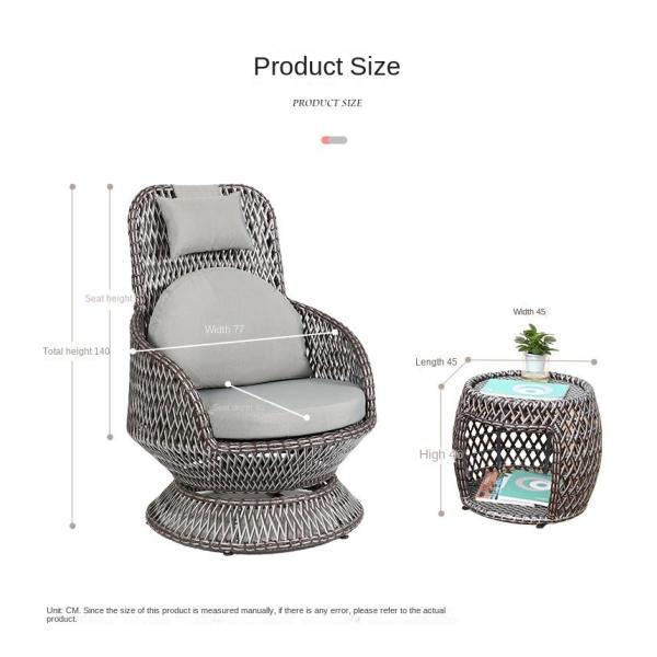 High Rebound Sponge Cushion Patio Rattan Rotating Wicker Chair For Entertaining