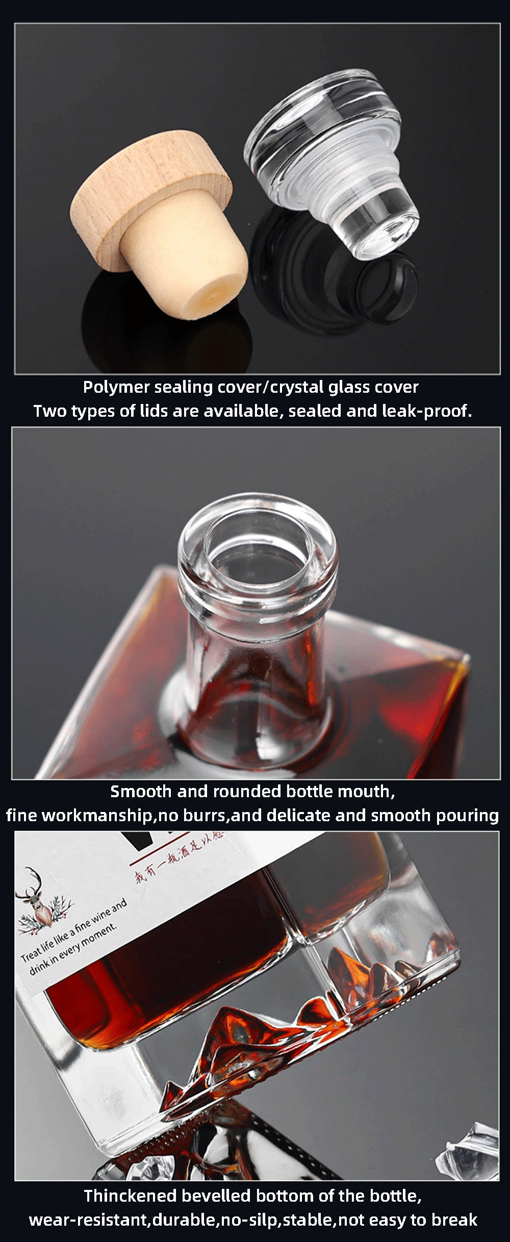 500ml Box Style Glass Bottle For Spirits With Thickened Pedestal Liquors