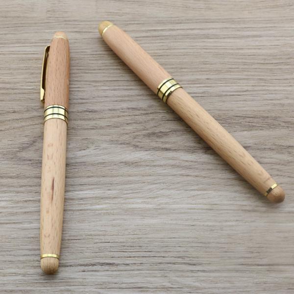 Eco Friendly Beech Wood Fountain Pen Brass Accessories For Business Gifts Friends