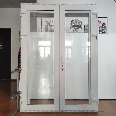 Modern Style Zinc Alloy Hardware UPVC PVC Tempered Glass Hinged Door for Apartments