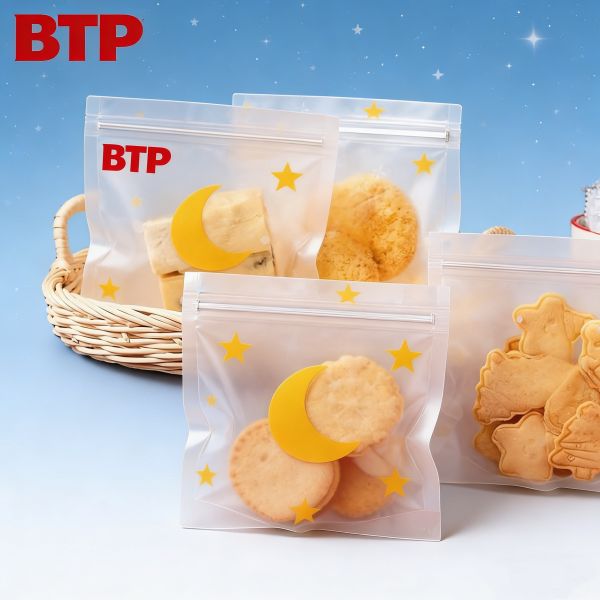 Christmas New Year Food Snack Candy Cookie Moisture Proof Laminated PET/CPP Zipper Plastic  Bag with Window Digital Printed
