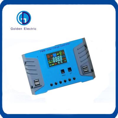 Controlador de carga solar 12V 24V Auto Dual USB 10A 20A 30A 40A 50A 60A PWM Bateria de lítio e chumbo