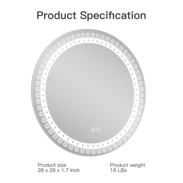 Luxury LED Toilet Mirror Copper Free Anti Fog Shower Mirror 5mm