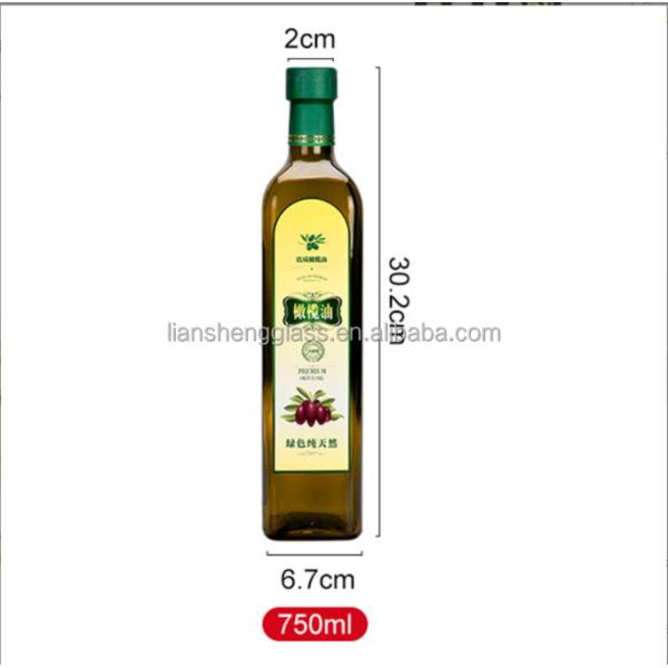 Bouteille d'huile d'olive ronde en verre vert avec couvercle Bouteille d'huile d'olive avec personnalisation du logo