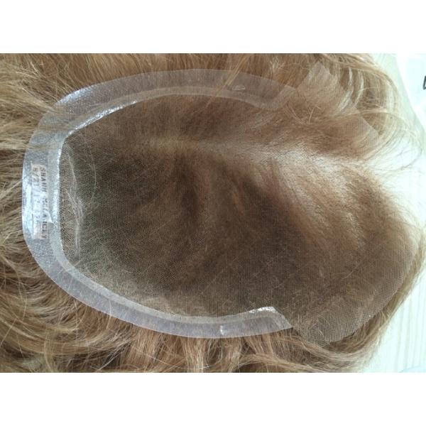 Medium Brown Lace Color Human Hair Man's Toupee Bleached Knots for a Natural and Realistic Appearance Ideal