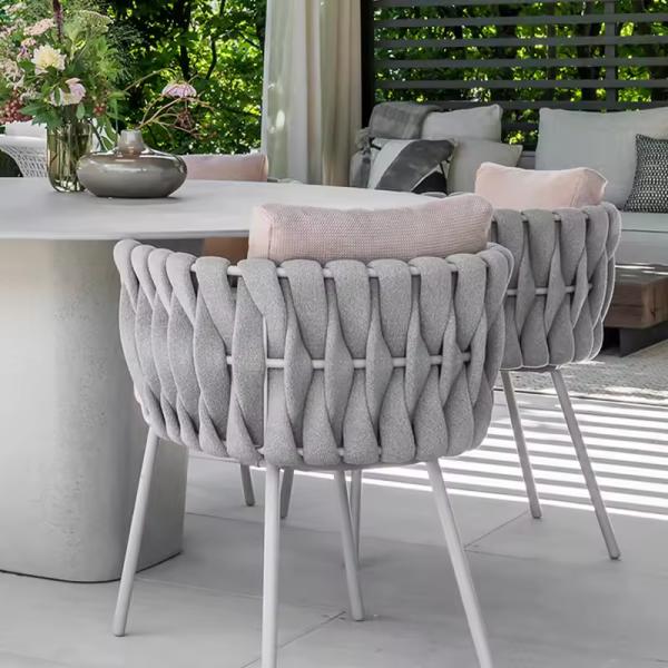 310GM2 Fabric Rope Outdoor Dining Chair Washable Rope Garden Chairs