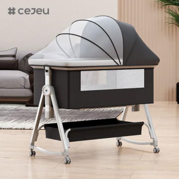 Разъемная детская колыбель кроватка с москитными сетями и матрасом, колыбель Регулируемая высота, новорожденный ребенок должен иметь кровать