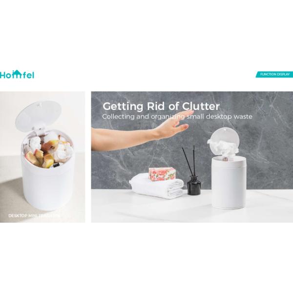 Pressing Type 1.5L Desktop Trash Bin Stainless Steel Mini Waste Can for Office and Countertop Support Room Space Selection