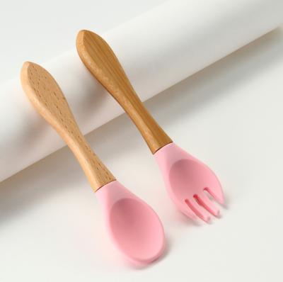 Custom Silicone Forks And Spoons , Silicone Baby Food Set For Toddler Weaning Training