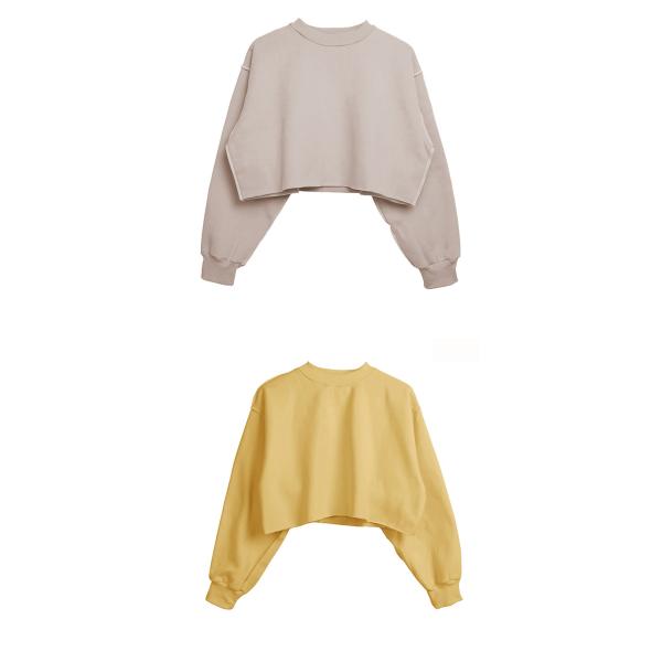 Outdoors Oversized Cropped Crewneck Sweatshirt Hoodie Crop Top Women'S Raw Hem
